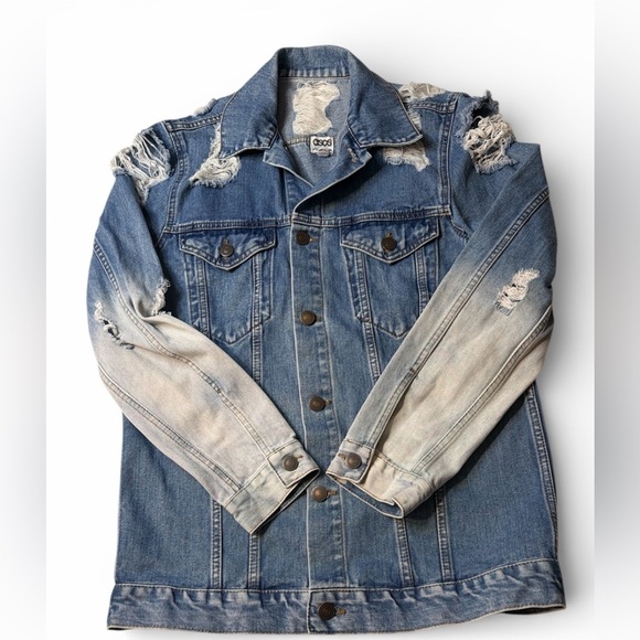 ASOS Jackets & Blazers - EUC Grunge Distressed ASOS Blue Women's Denim Jacket Size 6